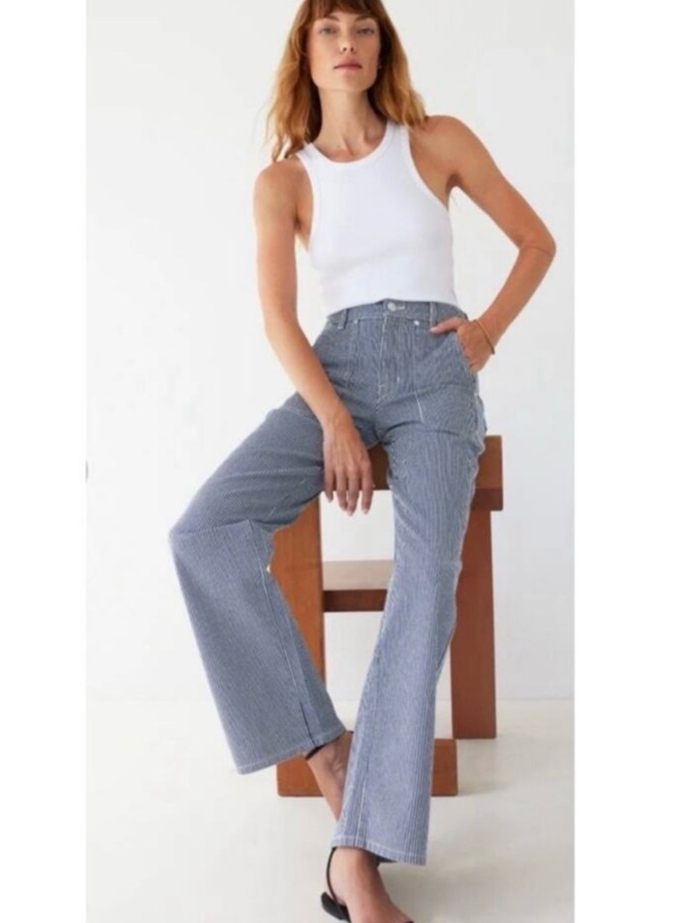 AYR The Studio Jeans in Hickory Stripe Size 27